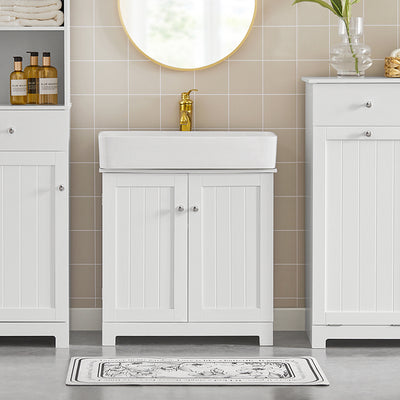 SoBuy | Waschbeckenunterschrank | Badezimmerschrank Weiß | Landhaus | BZR18-W