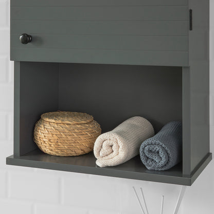 SoBuy | Hängeschrank Bad | Wandschrank | Medizinschrank | Dunkelgrau | BZR25-DG