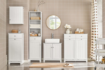 SoBuy | Waschbeckenunterschrank | Badezimmerschrank Weiß | Landhaus | BZR18-W