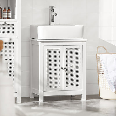SoBuy | Waschbeckenunterschrank | Badezimmerschrank Weiß | Landhaus | BZR35-W