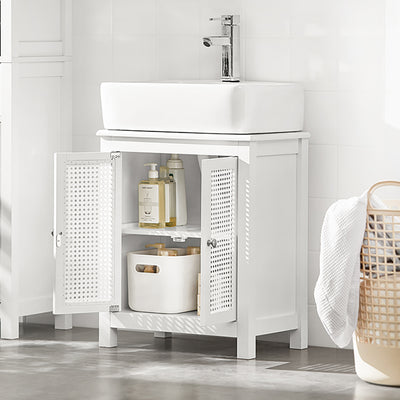 SoBuy | Waschbeckenunterschrank | Badezimmerschrank Weiß | Landhaus | BZR35-W