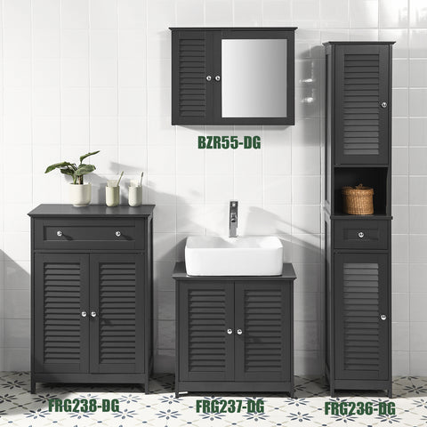 Sobuy | Koupelna vysoká skříňka Koupelnová skříňka | Koupelnová police šedá | FRG236 DG