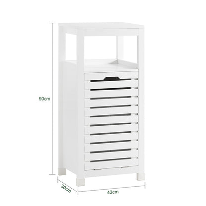 SoBuy | Wäscheschrank mit Wäschesack | Wäschesammler | Wäschekorb Weiß | BZR67-W