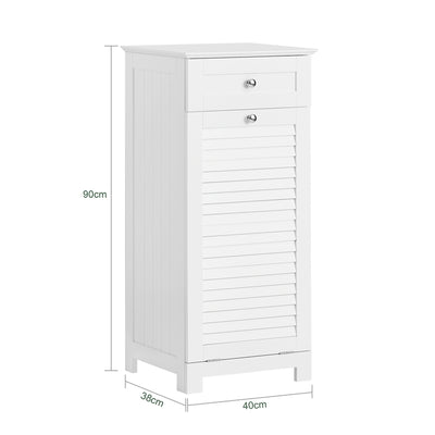 Vorverkauf | SoBuy | Wäscheschrank mit Wäschesack | Wäschesammler | Wäschekorb Weiß | BZR73-W