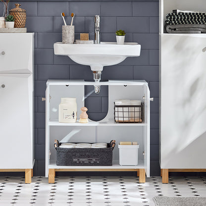 SoBuy | Waschbeckenunterschrank | Badschrank | Waschtisch | Unterschrank Weiß | BZR92-W