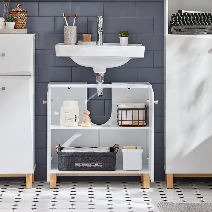 SoBuy | Waschbeckenunterschrank | Badschrank | Waschtisch | Unterschrank Weiß | BZR92-W