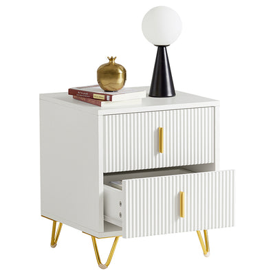 SoBuy | Nachttisch mit 2 Schubladen | Sofatisch | Beistelltisch | Weiß | FBT115-W