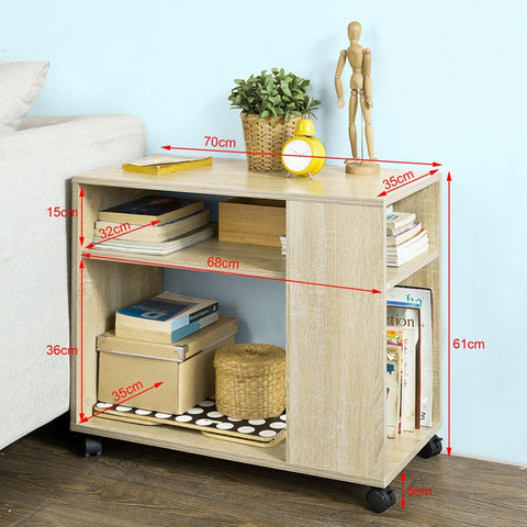 SoBuy | Beistelltisch mit Rollen | Druckertisch | Couchtisch Holz | FBT34-N