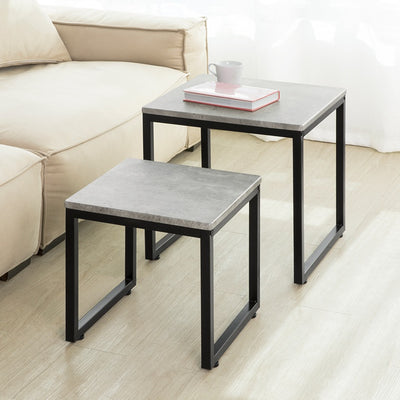 SoBuy | 2 Satztische | Sofatisch | Couchtisch grau | FBT42-HG