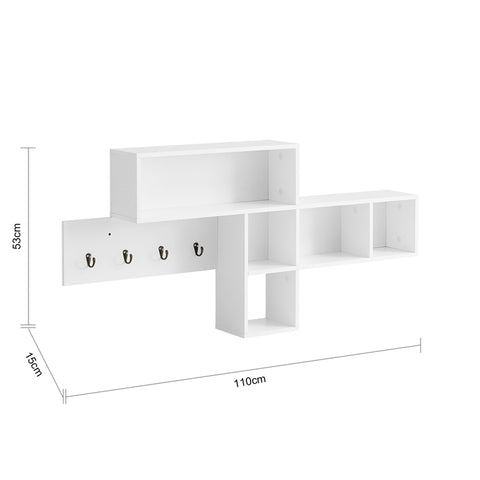 SoBuy | Wandgarderobe | Hängeregal | Flurgarderobe Weiß | FHK17-W