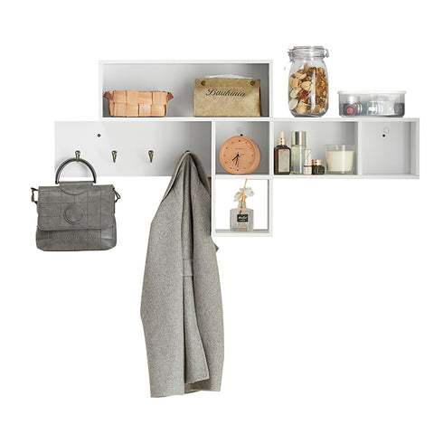 SoBuy | Wandgarderobe | Hängeregal | Flurgarderobe Weiß | FHK17-W