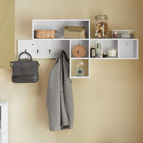 SoBuy | Wandgarderobe | Hängeregal | Flurgarderobe Weiß | FHK17-W