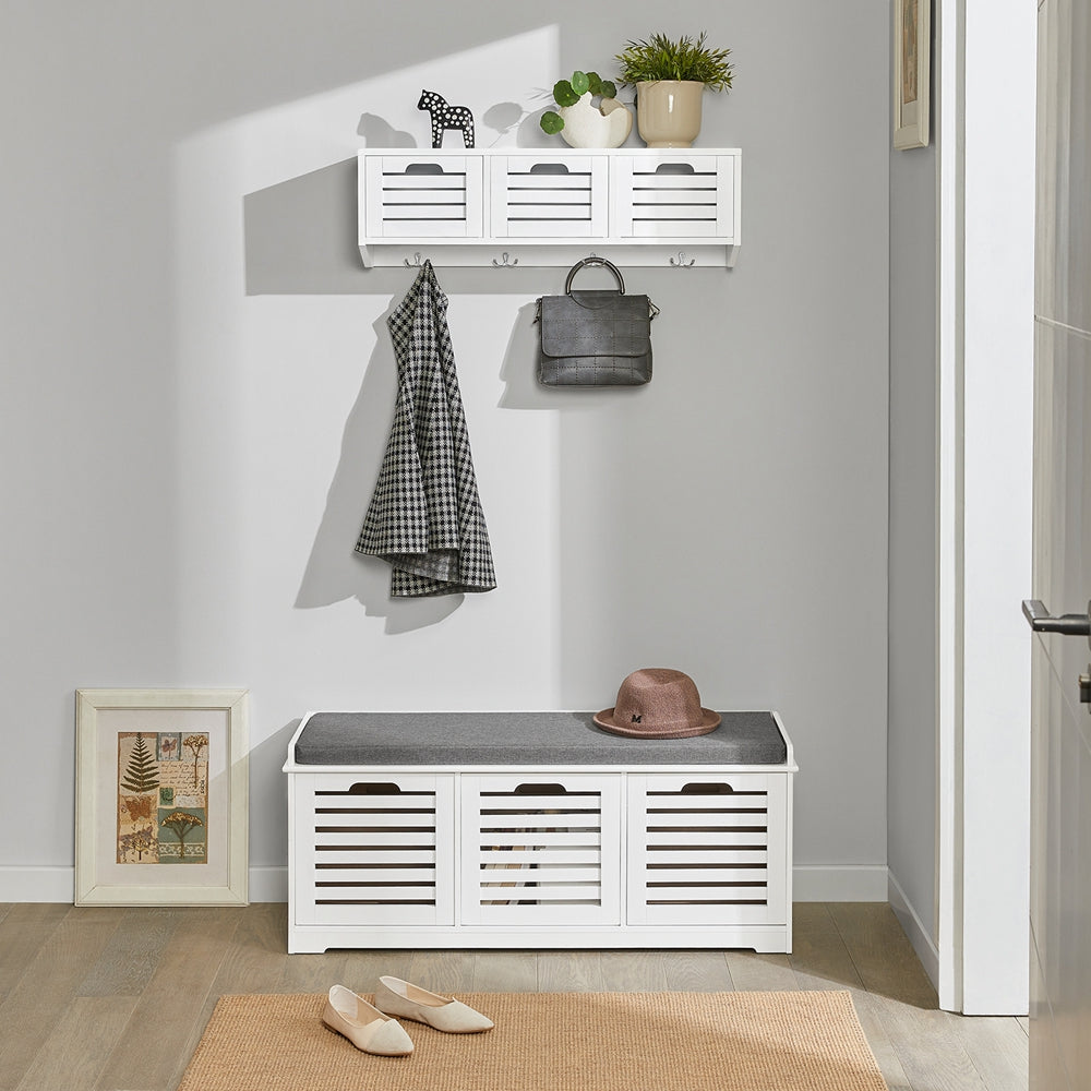 SoBuy | Wandgarderobe | Hängeregal | Flurgarderobe Weiß | FHK19-W