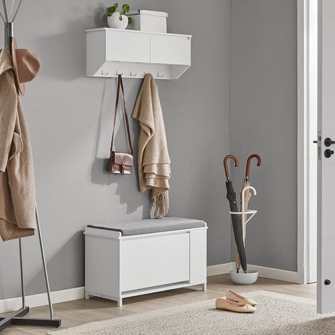 SoBuy | Wandgarderobe | Hängeregal | Flurgarderobe Weiß | FHK24-W