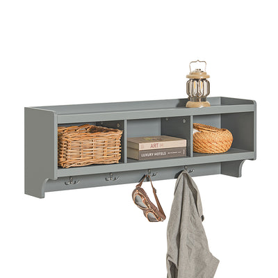 SoBuy | Wandgarderobe | Hängeregal | Flurgarderobe Hellgrau | FHK28-HG