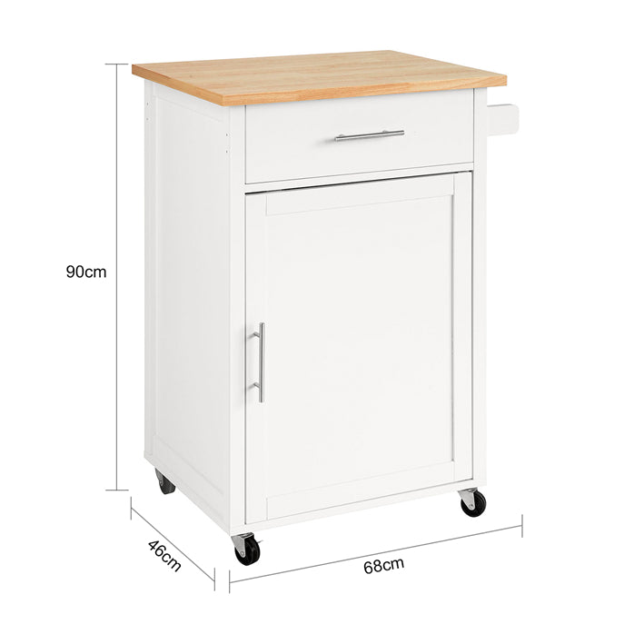 SoBuy | Küchenwagen | Beistellwagen | Rollwagen | Weiß-Natur | FKW102-WN