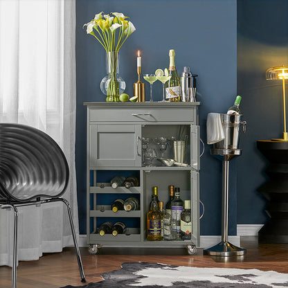 SoBuy Servierwagen mit Flaschenablagen Küchenwagen Hellgrau 67x86x38cm FKW45-HG
