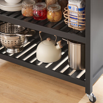 SoBuy | Kücheninsel | Küchenschrank | Küchenwagen | Schwarz-Natur | FKW74-SCH