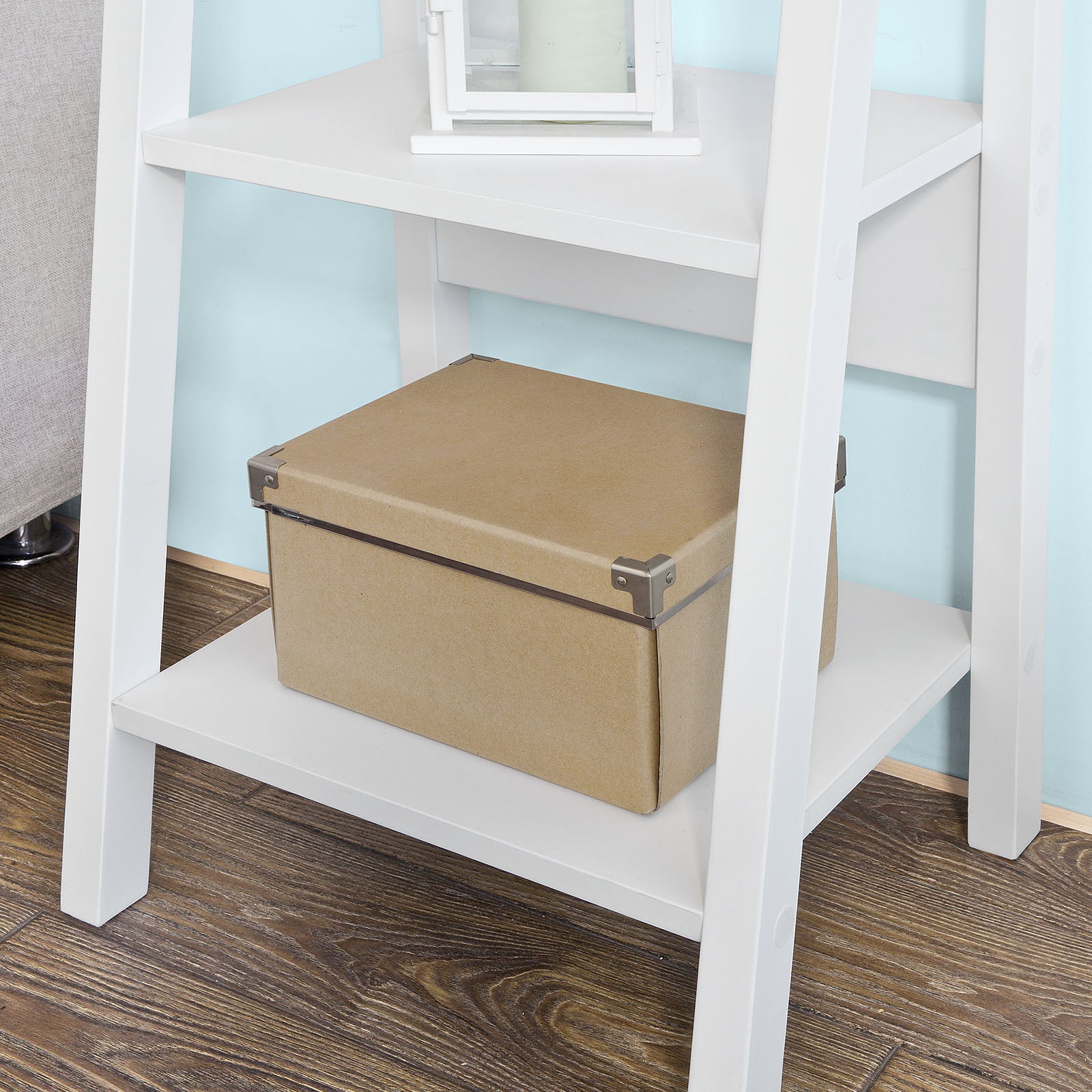 SoBuy Leiterregal Weiß Bücherregal Standregal Holz FRG101-W