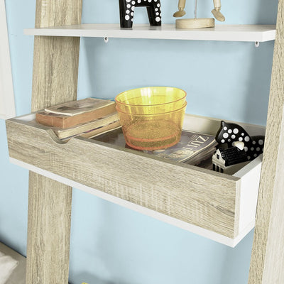 SoBuy | Bücherregal mit Schreibtisch | Wandregal | Standregal Holz | FRG111-WN