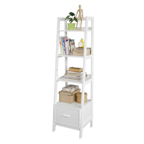 SoBuy | Leiterregal Weiß | Bücherregal Breit 44cm | Standregal Holz | FRG116-K-W