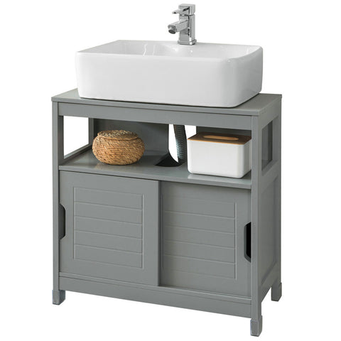Sobuy | Sink Unit Ocel Grey | Koupelnová skříňka | Koupelní nábytek venkovský dům | FRG128-SG