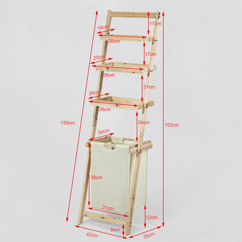 SoBuy | Badregal | Wäschesammler | Leiterregal holz | FRG160-N