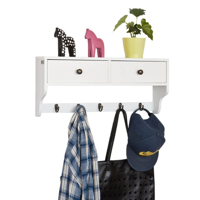 SoBuy | Wandgarderobe | Hängeregal mit Schubladen | Weiß | FRG178-W