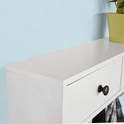 SoBuy | Wandgarderobe | Hängeregal mit Schubladen | Weiß | FRG178-W