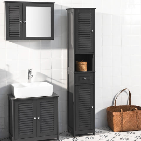 Sobuy | Koupelna vysoká skříňka Koupelnová skříňka | Koupelnová police šedá | FRG236 DG