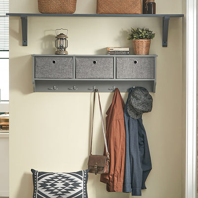 SoBuy | Wandgarderobe | Kleiderhaken | Flurgarderobe Hellgrau | FRG282-HG