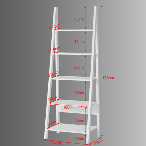 Sobuy | Police žebříku bílá | Knihovna | Stojan na dřevo | FRG61-W