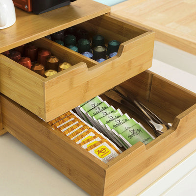 SoBuy | Kaffeekapsel Box | Aufbewahrungsbox | Schubladenbox Bambus | FRG82-N