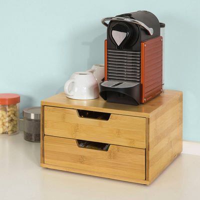 SoBuy | Kaffeekapsel Box | Aufbewahrungsbox | Schubladenbox Bambus | FRG82-N