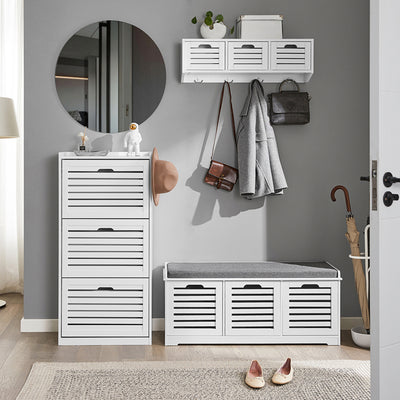 Vorverkauf | SoBuy | Schuhbank mit Sitzkissen | Schuhtruhe | Sitzkommode Weiß | FSR23-W