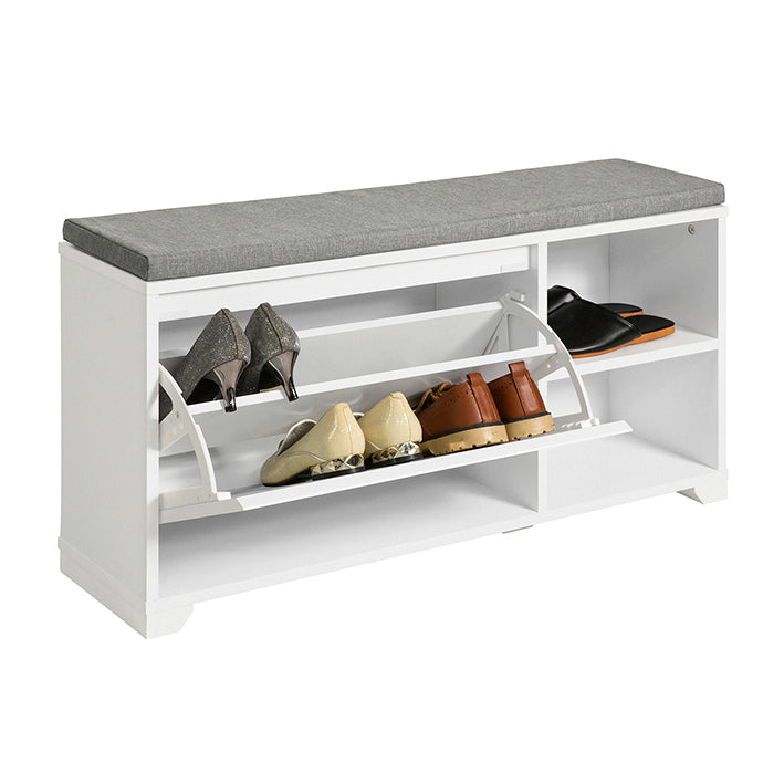 SoBuy | Schuhkipper | Sitzbank mit Stauraum | Garderobenbank Weiß | FSR119-W