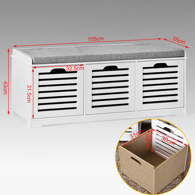 Vorverkauf | SoBuy | Schuhbank mit Sitzkissen | Schuhtruhe | Sitzkommode Weiß | FSR23-W