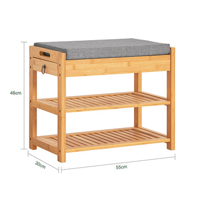 SoBuy | Schuhbank | Sitzbank mit Schuhregal | Breit 55cm Bambus | FSR49-N