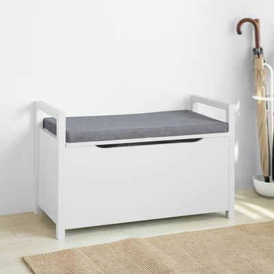 SoBuy | Schuhtruhe mit Klappe | Sitzbank | Spielzeugkiste | Weiß | FSR76-W