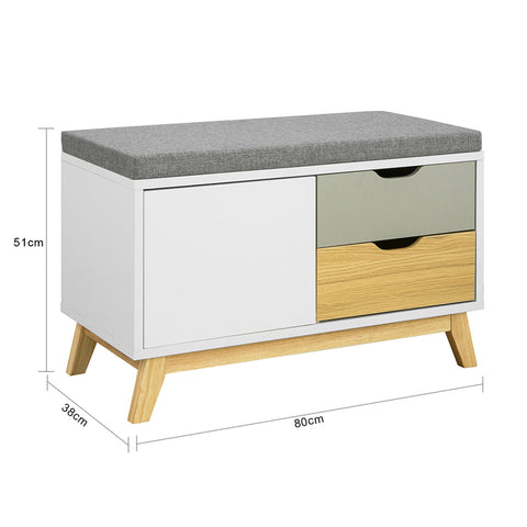 Sobuy | Bench bot se 2 zásuvkami | Sedadlo s úložným prostorem Cloakroom Bench | FSR92-W