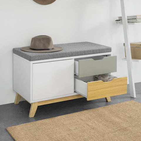 Sobuy | Bench bot se 2 zásuvkami | Sedadlo s úložným prostorem Cloakroom Bench | FSR92-W