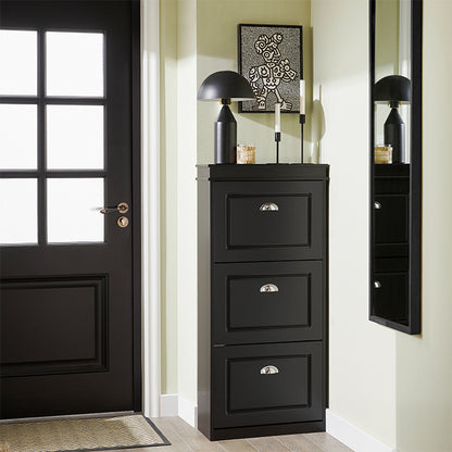 SoBuy | Schuhkipper | Schuhschrank mit 3 Klappen | Schuhkommode Schwarz | FSR94-SCH