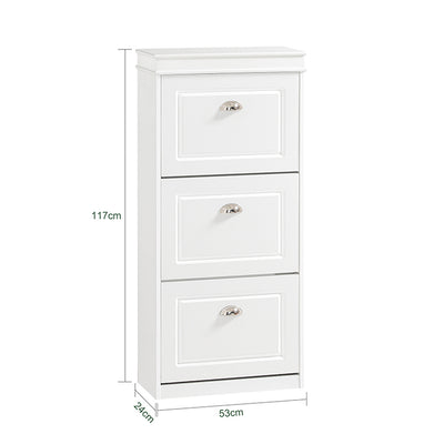 SoBuy | Schuhkipper | Schuhschrank mit 3 Klappen | Schuhkommode Weiß | FSR94-W