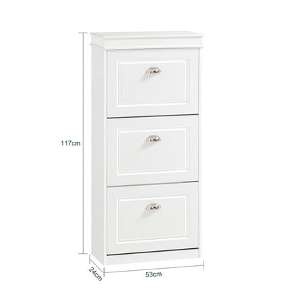 SoBuy | Schuhkipper | Schuhschrank mit 3 Klappen | Schuhkommode Weiß | FSR94-W