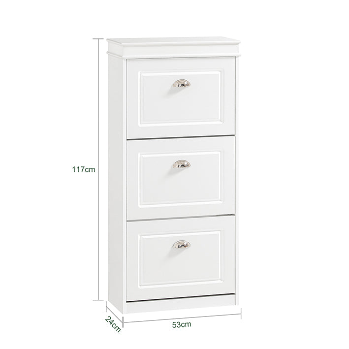 SoBuy | Schuhkipper | Schuhschrank mit 3 Klappen | Schuhkommode Weiß | FSR94-W