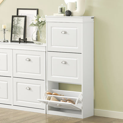 SoBuy | Schuhkipper-Set Weiß | Schuhbank und Schuhschrank | Schmal 24cm | FSR64-W+FSR94-W