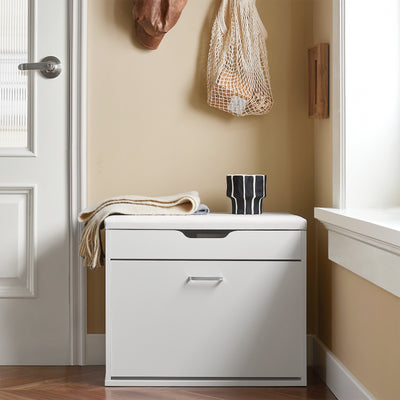 Vorverkauf | SoBuy | Schuhkipper | Schuhbank mit Sitzkissen | Sitzbank | Weiß | 60x50x30cm | FSR95-W