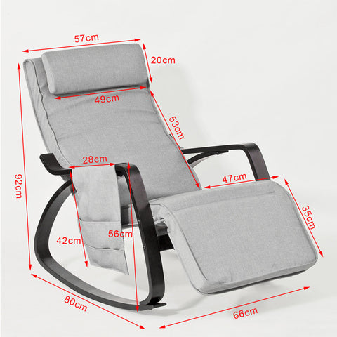 SoBuy | Schaukelstuhl | Schwingsessel | Stillstuhl Grau | FST20-HG