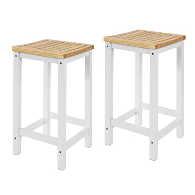 SoBuy | 2er Set Hocker | Holzstuhl | Küchenstuhl | Sitzhöhe 61cm | FST29-WNx2