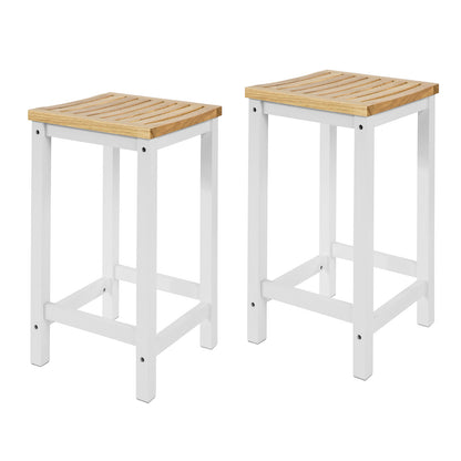 SoBuy | 2er Set Hocker | Holzstuhl | Küchenstuhl | Sitzhöhe 61cm | FST29-WNx2
